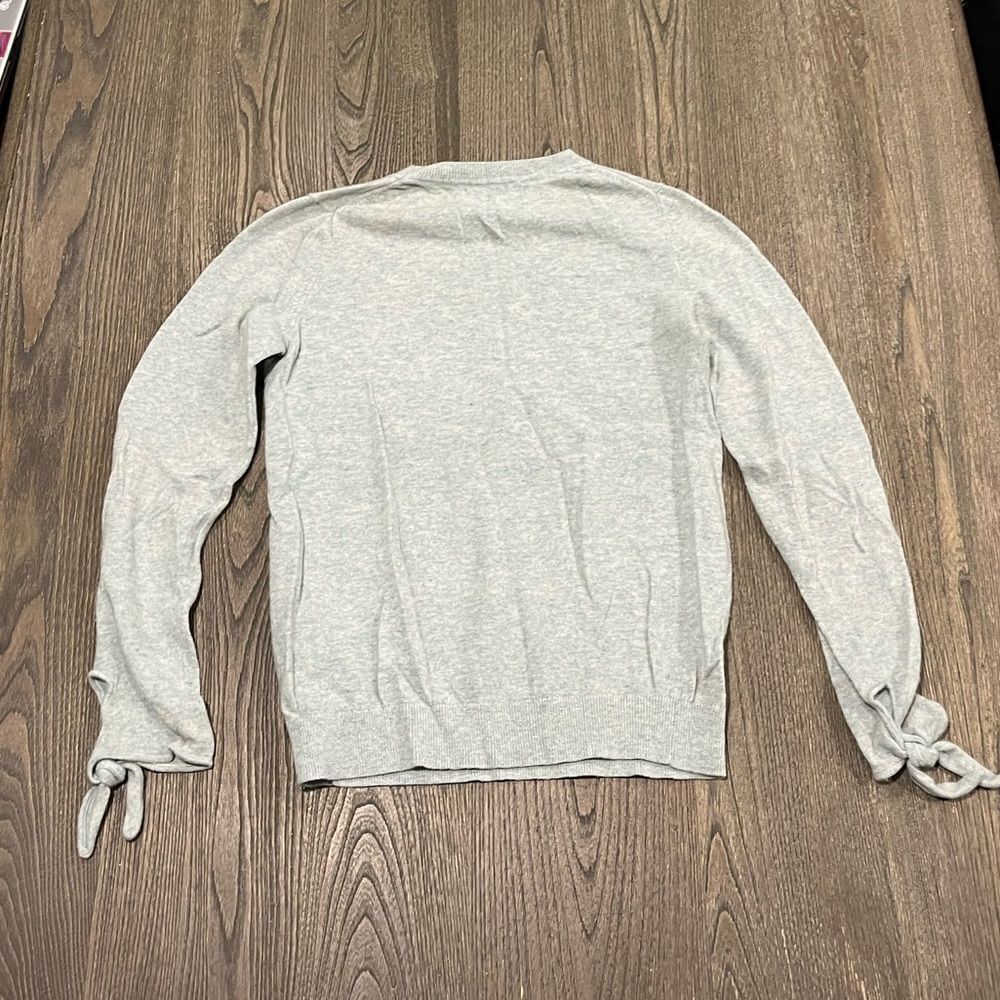 Banana Republic Filpucci Fine Wool Sweater Knit Tie Cuffs Crewneck Wool Gray S - Picture 4 of 4